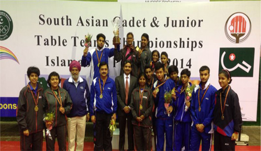 Indian contingent which bagged 10 Gold medals in the last South Asian Championships at Islamabad