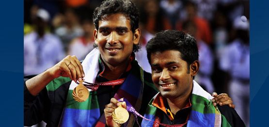 Achanta , Subhajit duo bag india's maiden Gold medal in the Mens Double event 